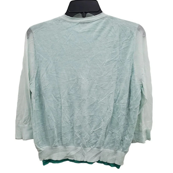 Ann Taylor Women's Mint Green Gauzy Layer‎ Sheer 3/4 Sleeve Button Up Cardigan L - Picture 8 of 8